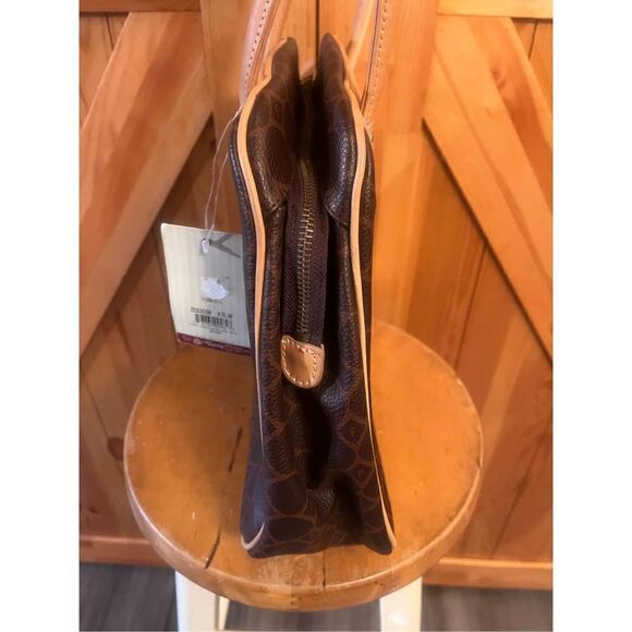Vintage Fossil Brown Logo Bowling Bag Genuine Leather Purse 75082 NWT - Picture 4 of 10